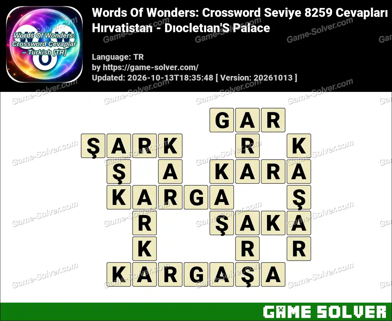 Words Of Wonders: Crossword Seviye 8259 Cevapları – Hırvatistan – Dıocletıan’S Palace